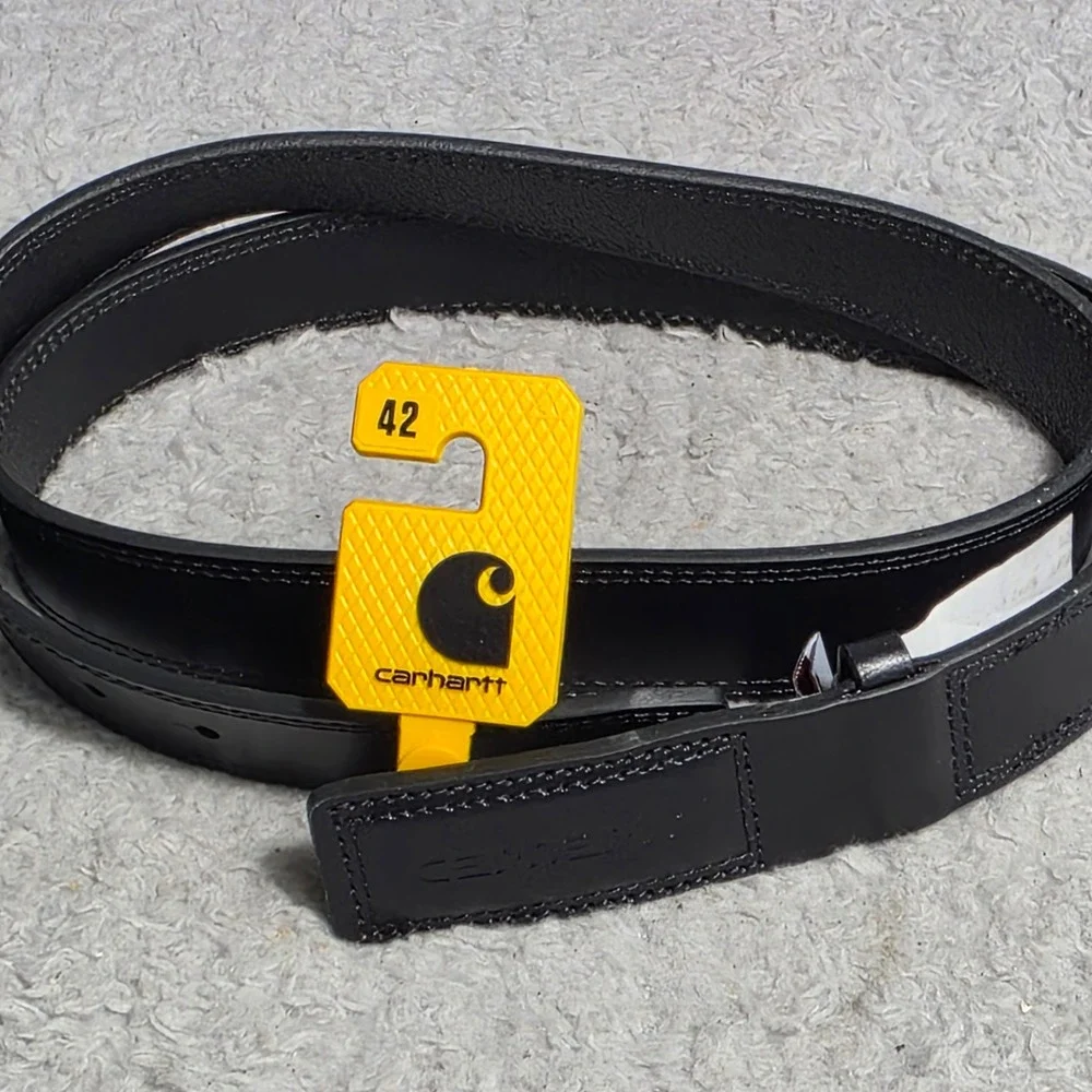 NWT Carhartt‎ Black Full Grain Leather Saddle Leather Classic Belt Mens Size 42